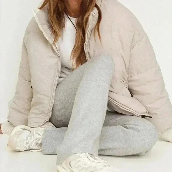 Women's Beige Puffer Jacket - Picture 5 of 6